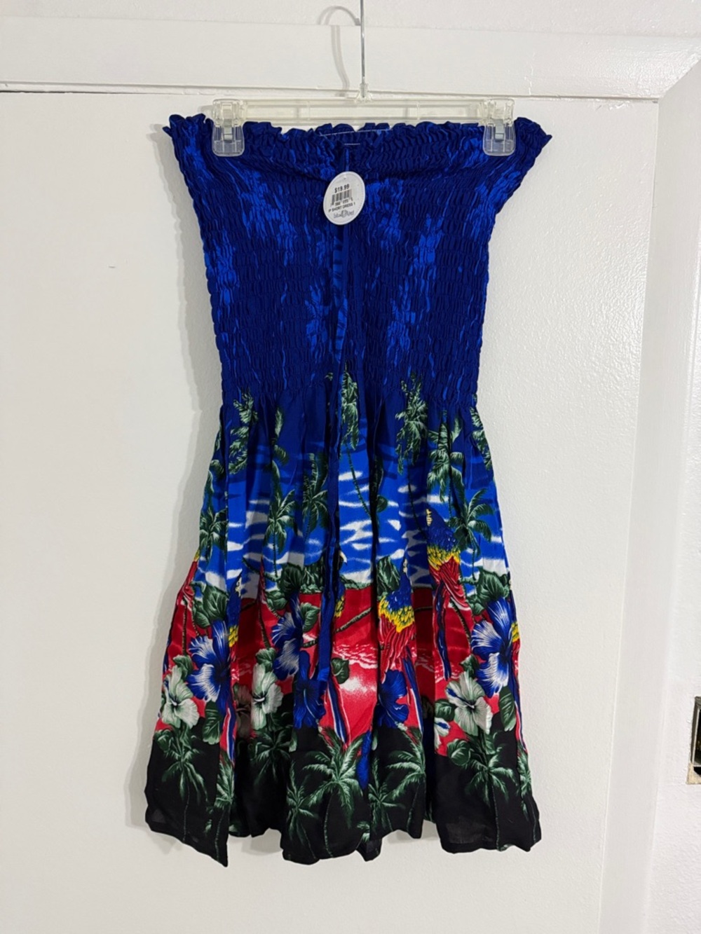 Royal Blue Tropical Smocked Tube Dress
